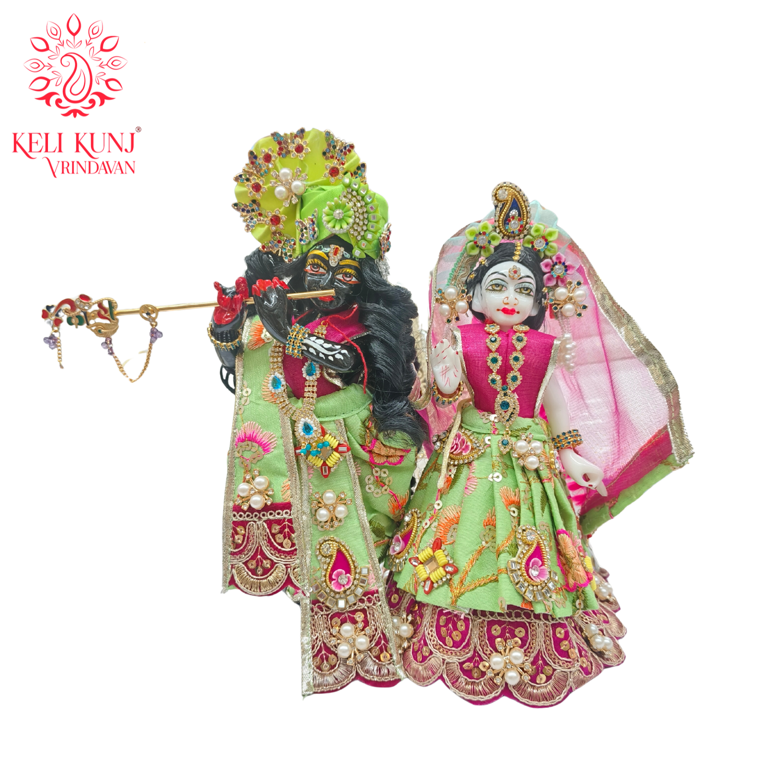 9 Inch Radha Krishna Dress (Poshak) – Beautiful Handmade Shringar Dress for Radha Krishna Ji